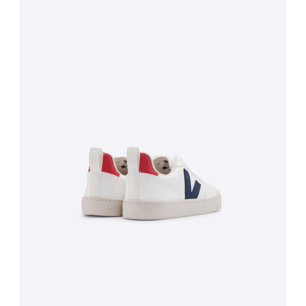 Veja V-10 LACES CWL Kids' Shoes White/Navy | NZ 791WNB